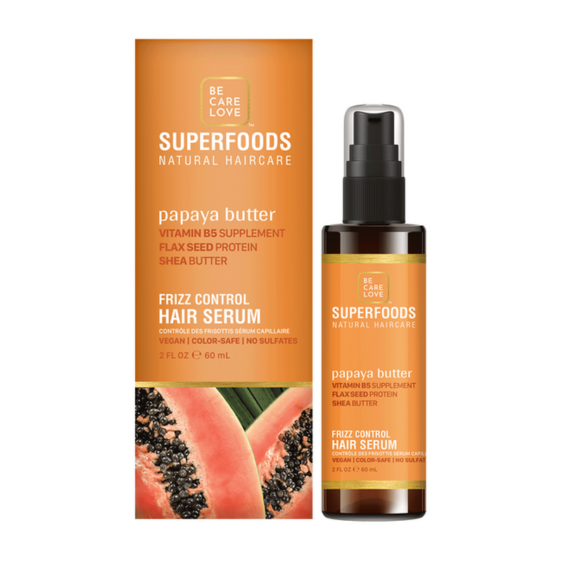 Be Care Love SuperFoods Papaya Frizz Control LeaveIn Hair Serum, 2 Oz