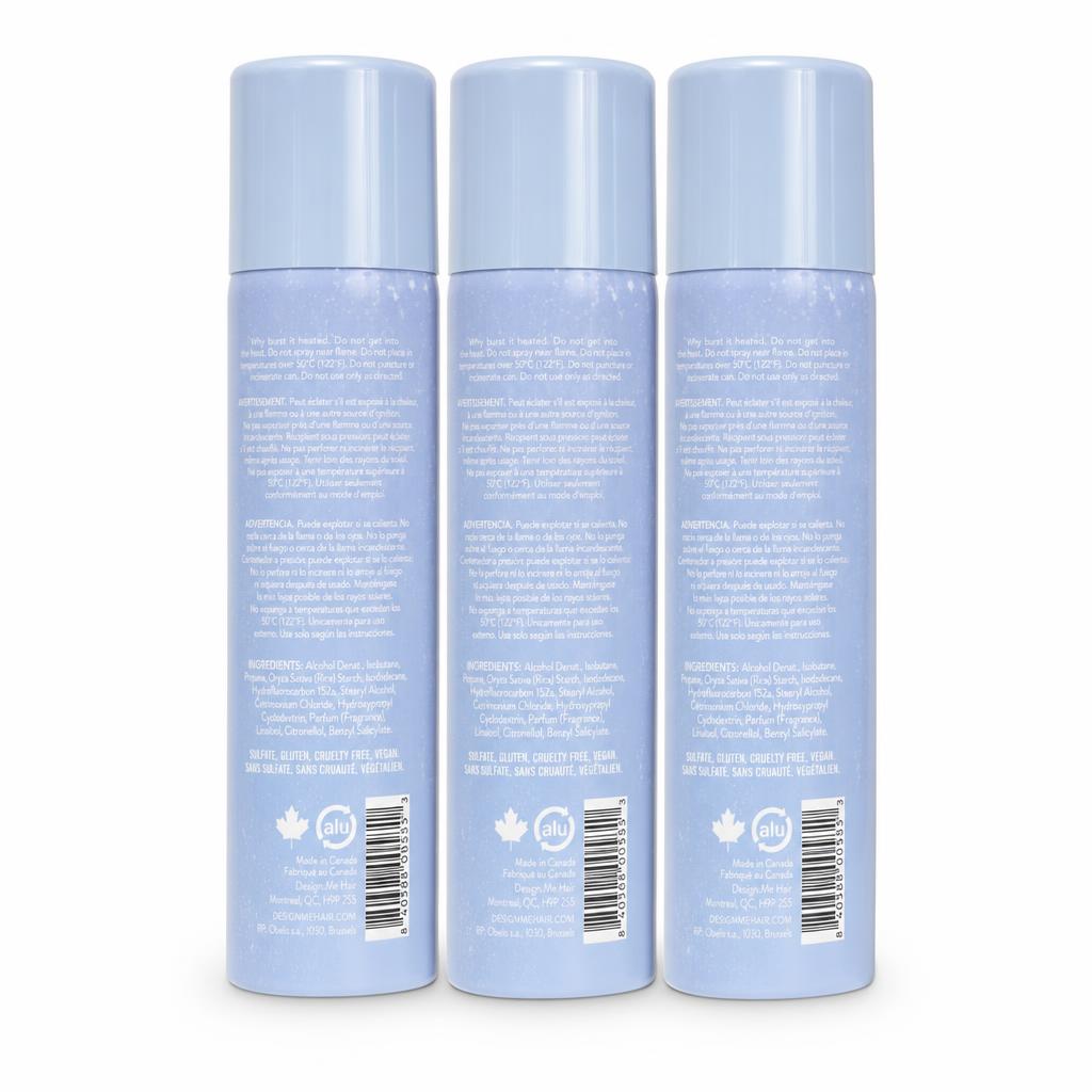 Design.Me Quicke.Me Dry Shampoo, Foam 5.3 oz Set of 3